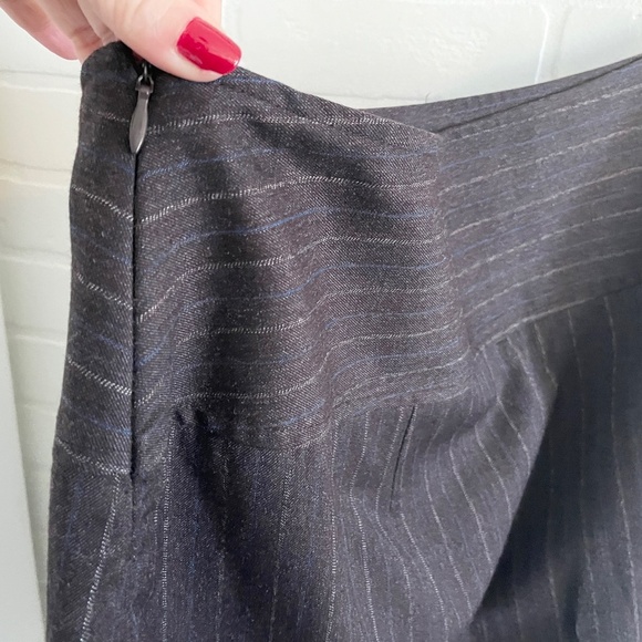 Vintage Y2K Mini skirt Corpcore Pinstripe Charcoal Gray Light blue Academia 12 - Picture 7 of 8
